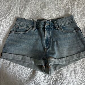 Garage Blue Jean Shorts with Distressed Hem